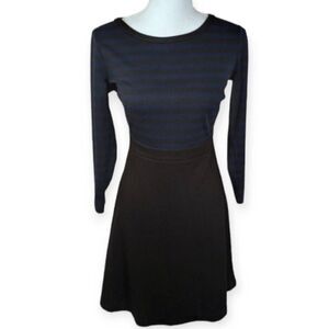 LOFT NAVY & BLACK STRIPE DRESS SZ.6P EUC.